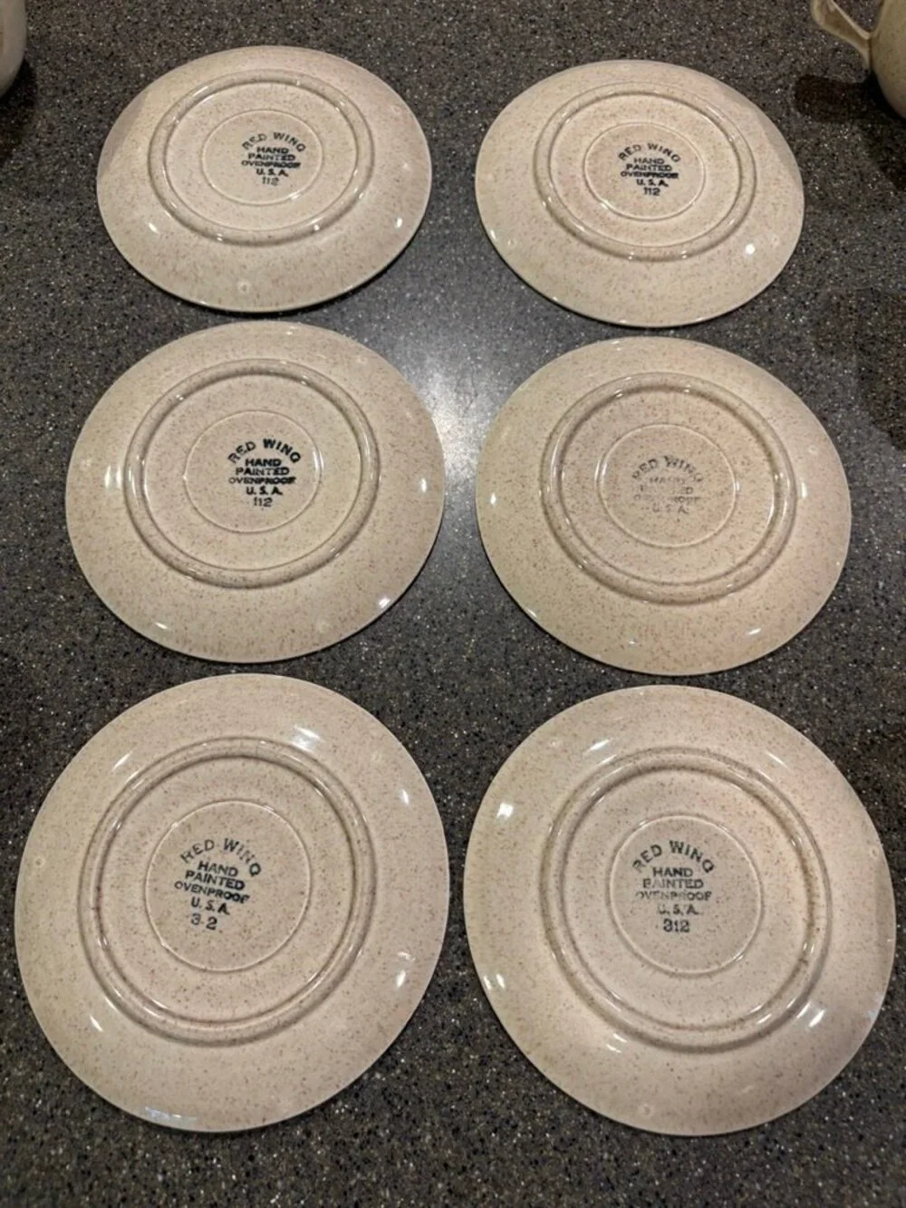 Vtg 6 sets Red Wing Bob White cups & saucers, 3 extra saucers, pristine MCM